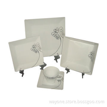 20 Pieces Square Dinner Set, Microwave and Dishwasher Safe